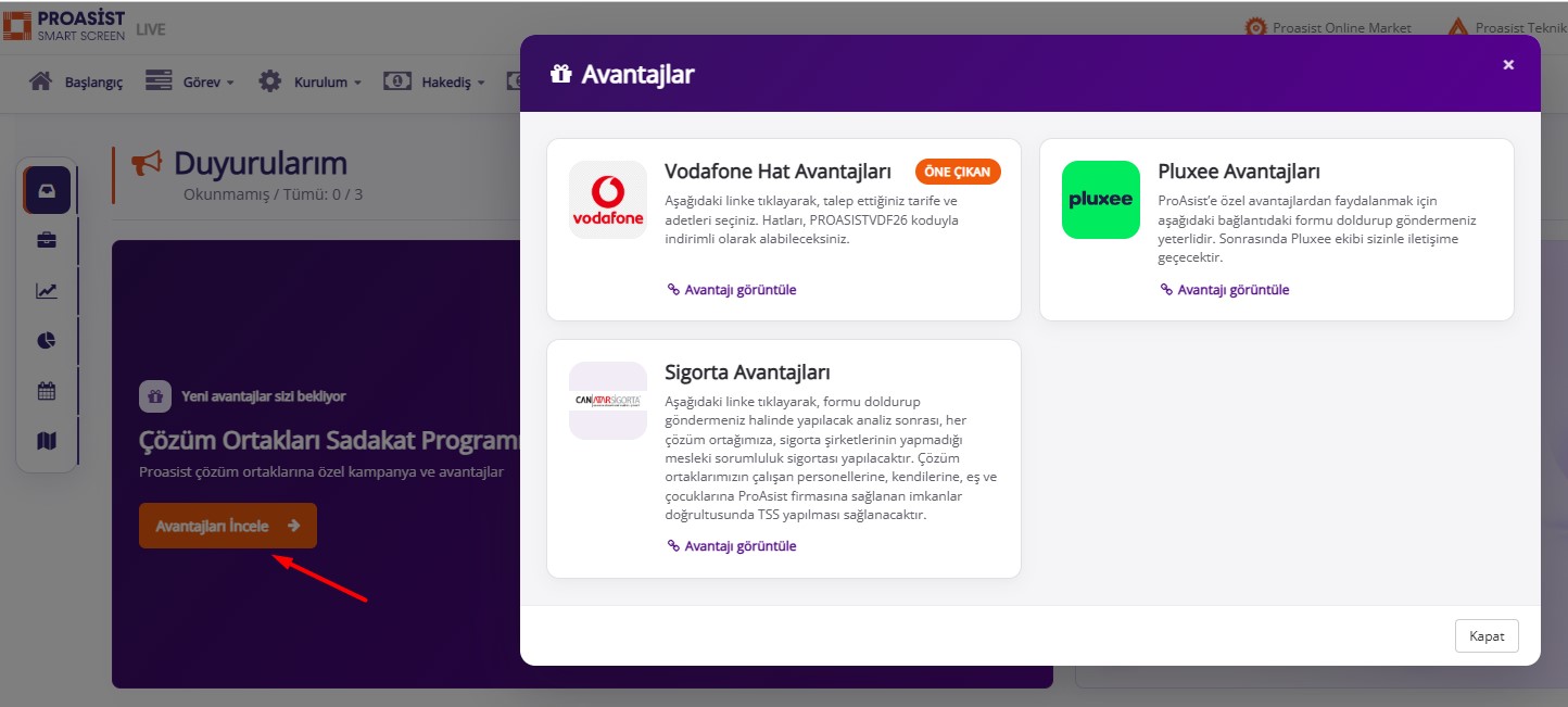 ProAsist Çözüm Ortağı Sadakat Programı Avantajları